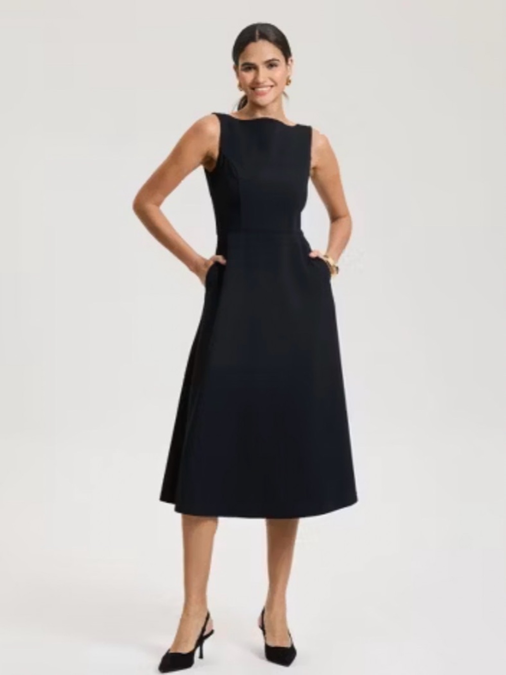 A New Day Women's Sleeveless Tailored Midi Dress Black S NWT